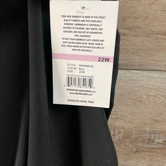 MAXINE Women’s NWT Solid Plus Swim Romper Tankini Size 22 Swimsuit Black - Picture 7 of 11